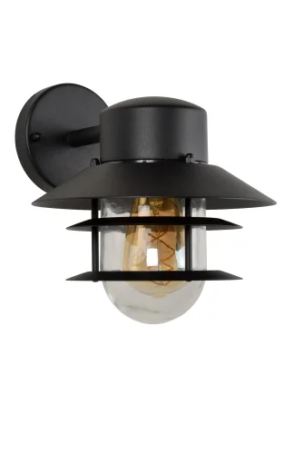 Настенный светильник Zico 11874/01/30 Lucide уличный IP44 чёрный 1 лампа, плафон прозрачный в стиле кантри прованс E27 фото 5